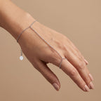 Lumière Silver Hand Chain - worn on hand