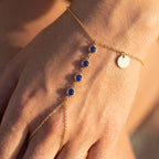 Étincelle Sapphire Hand Chain - detail on skin