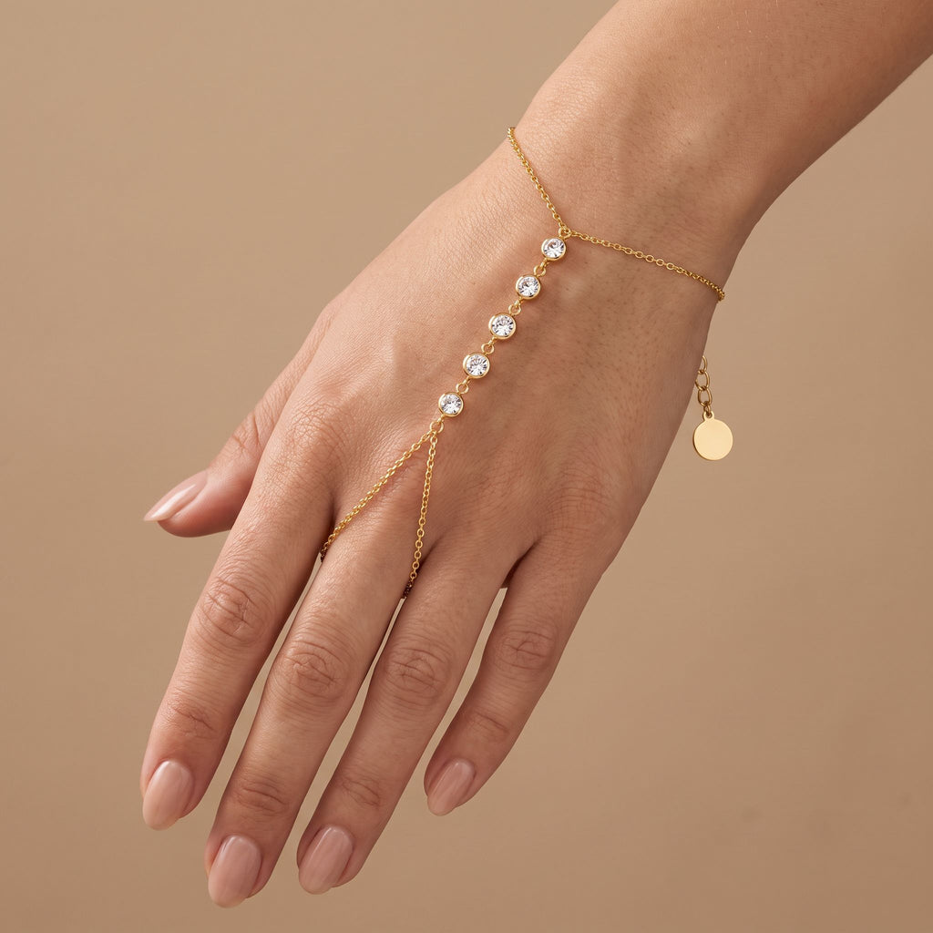 Étincelle Gold Hand Chain - worn on hand