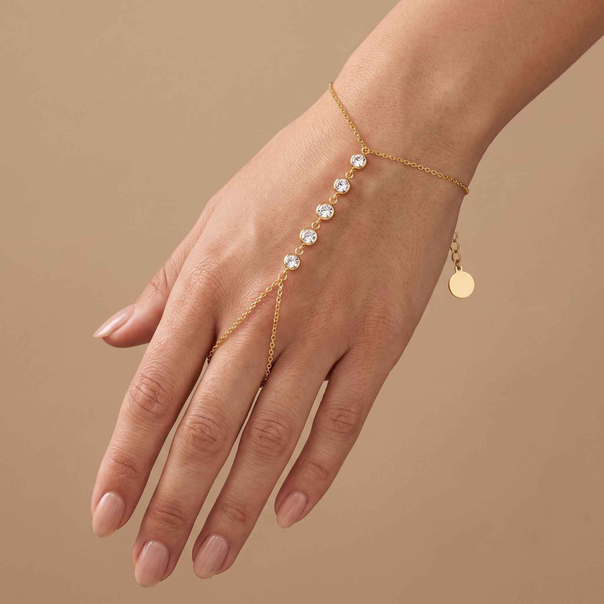 Étincelle Gold Hand Chain - worn on hand