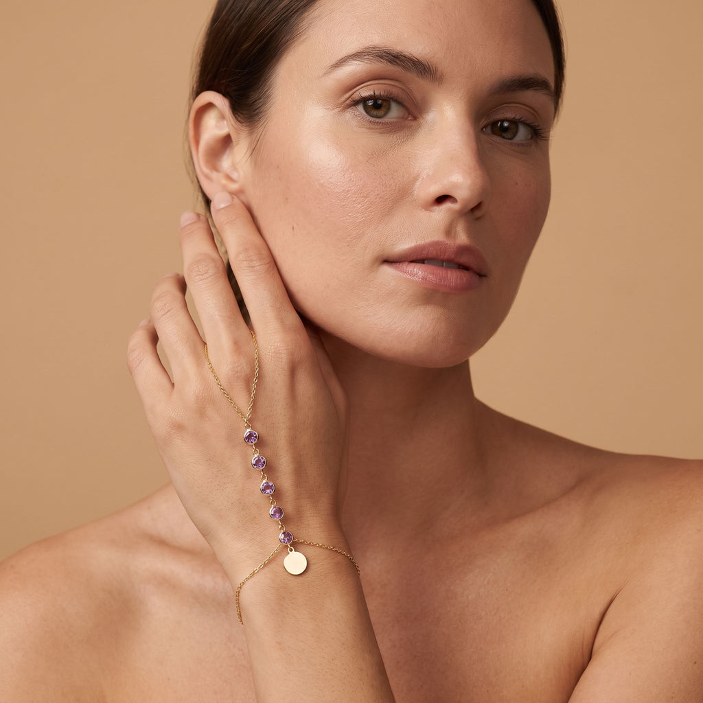 Étincelle Amethyst Hand Chain - worn, editorial