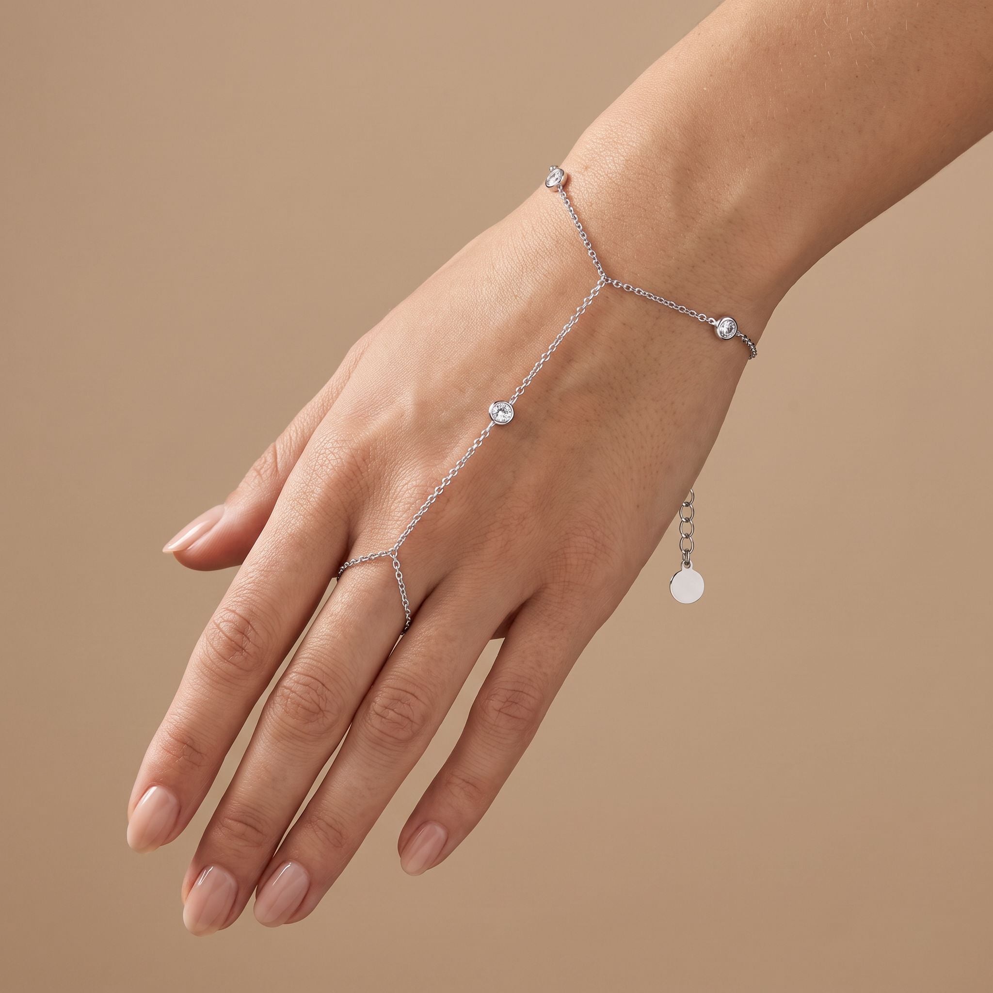 Rivière Silver Hand Chain - worn on hand