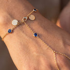 Rivière Sapphire Hand Chain - detail on skin