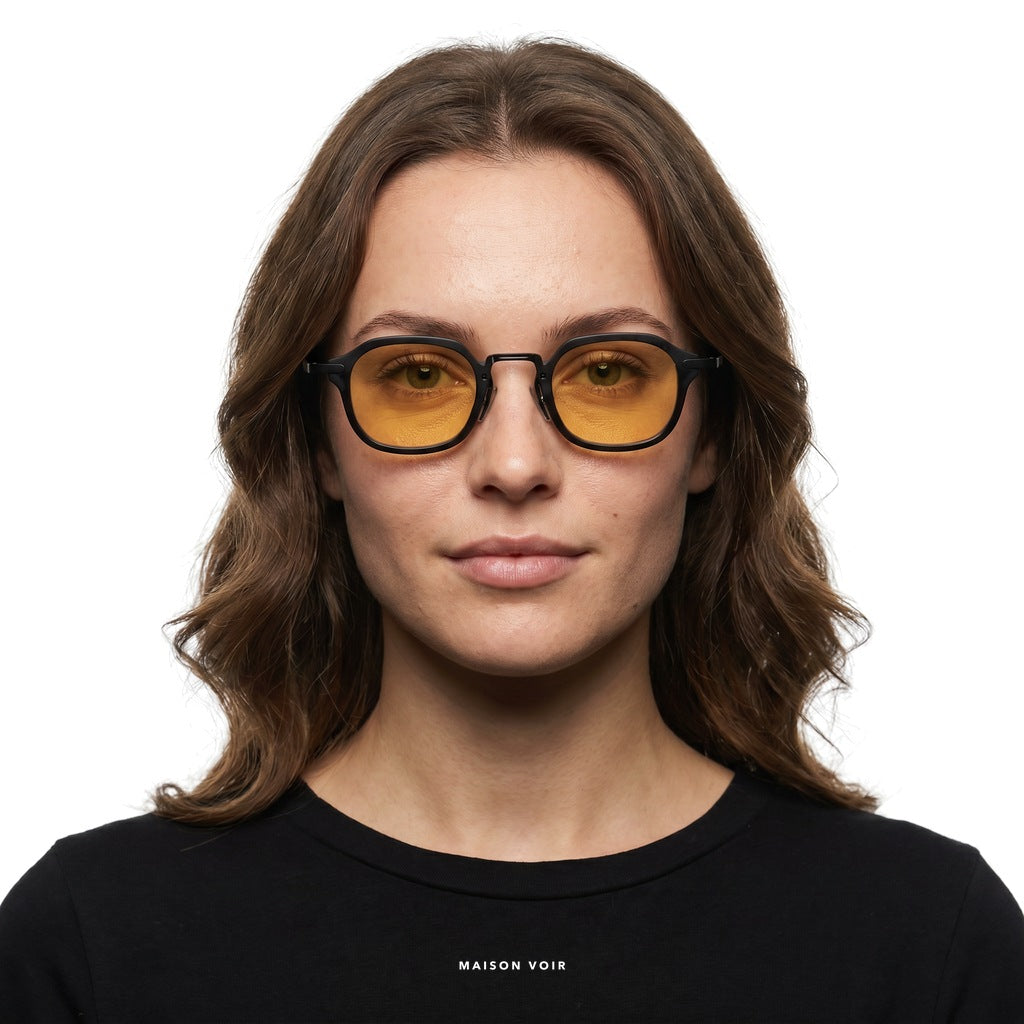 Amalfi - Black with Yellow Lenses - model female