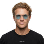 Bali - Transparent with Blue Lenses - model male