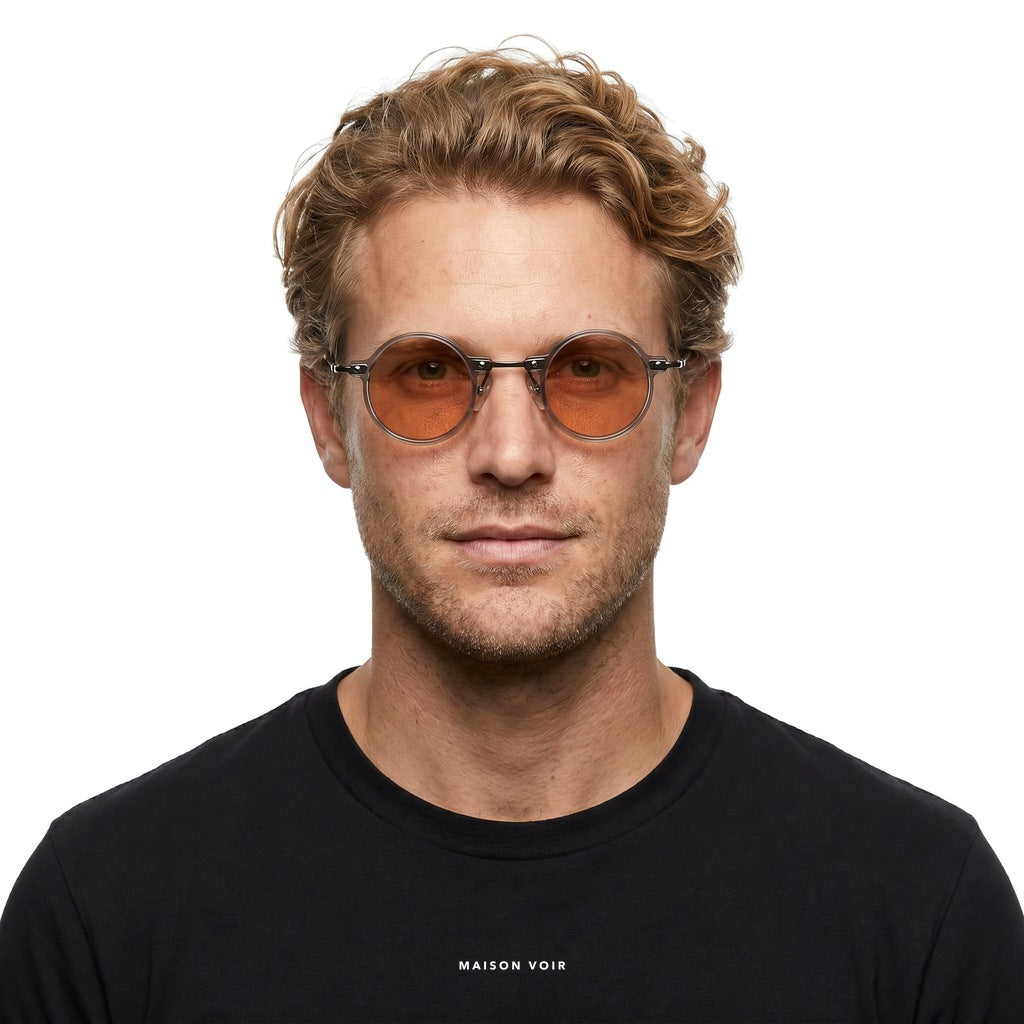 Bali - Transparent with Orange Lenses - model male