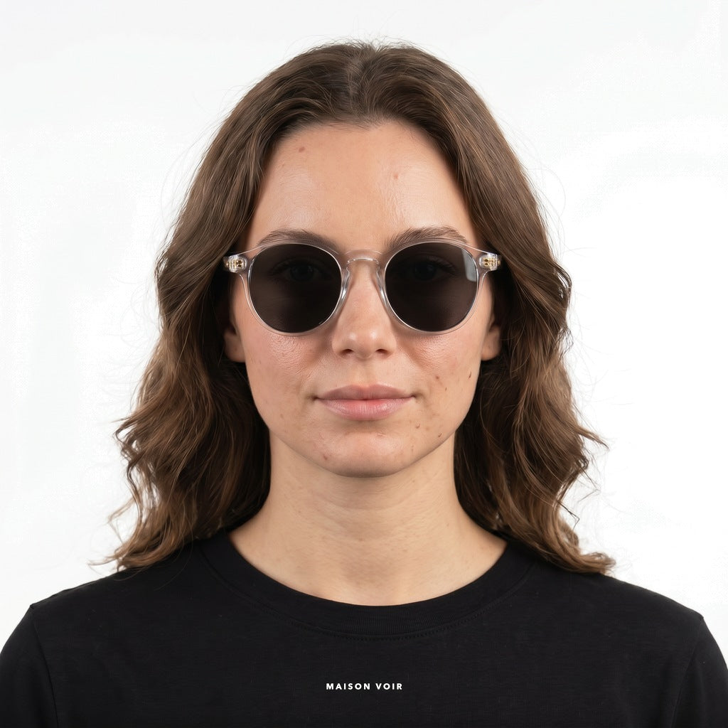 Barcelona - Transparent with Black Lenses - model female