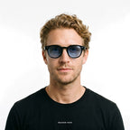Cannes - Black with Blue Lenses - model male