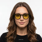 Cannes - Black with Yellow Lenses - model female