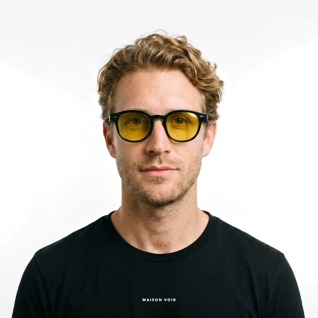 Cannes - Black with Yellow Lenses - model male