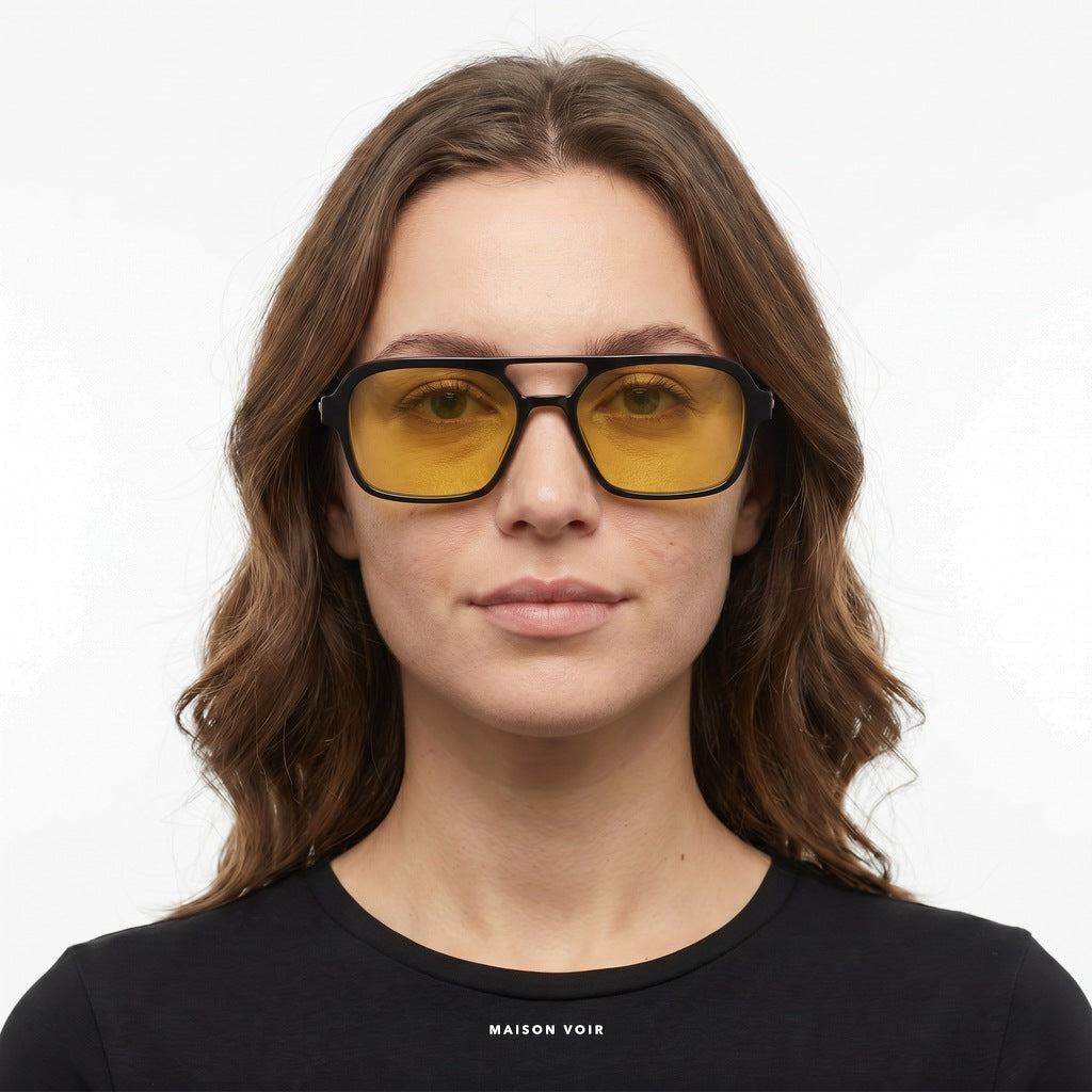 Capri - Black with Yellow Lenses - model female