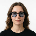 Los Angeles - Black with Blue Lenses - model female