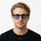 Los Angeles - Black with Blue Lenses - model male