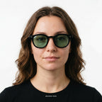 Los Angeles - Black with Green Lenses - model female
