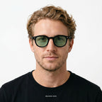 Los Angeles - Black with Green Lenses - model male