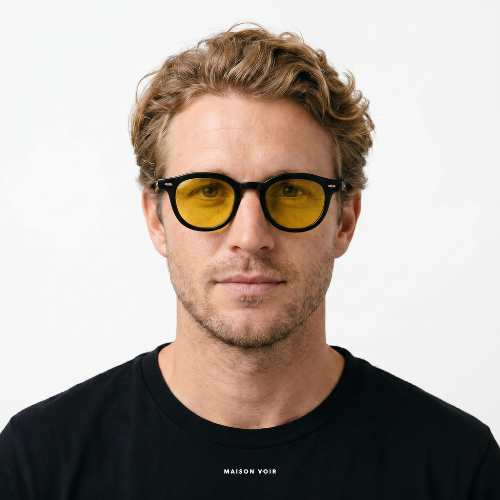 Los Angeles - Black with Yellow Lenses - model male