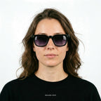 Madrid - Black with Purple Lenses - model female