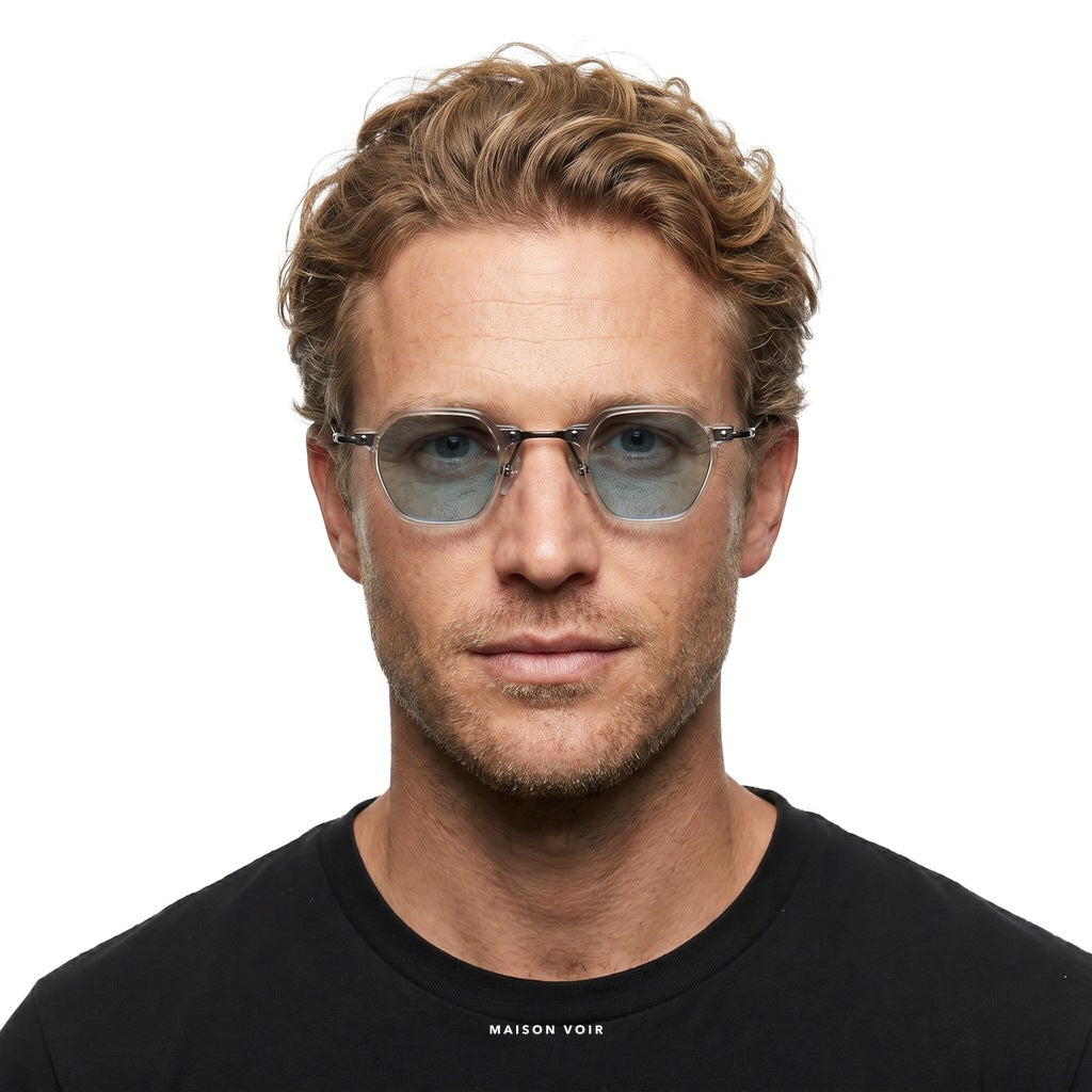 Miami - Transparent with Blue Lenses - model male