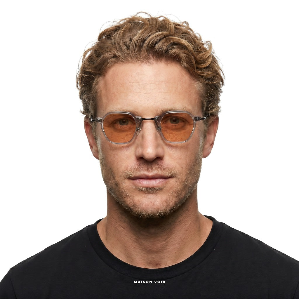 Miami - Transparent with Orange Lenses - model male