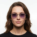 Miami - Transparent with Purple Lenses - model female