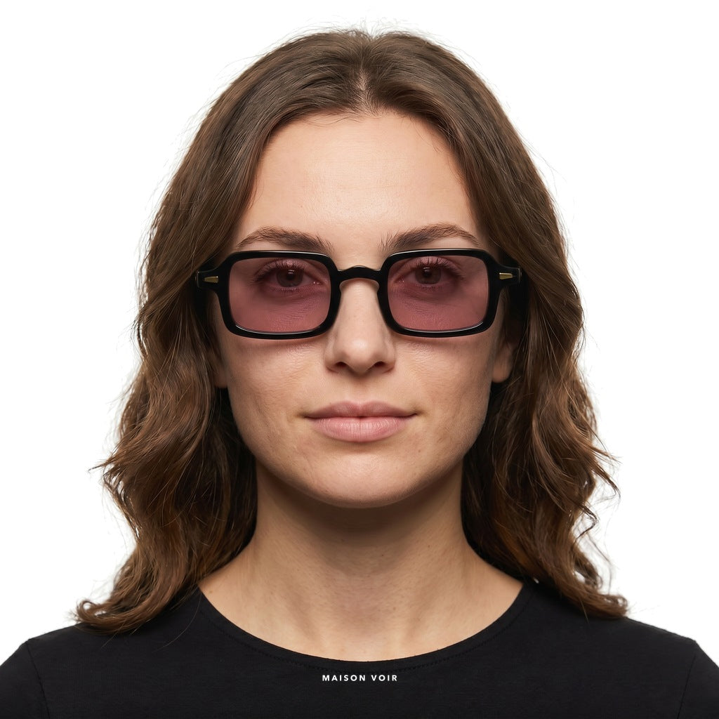 Milan - Black with Pink Lenses - model female