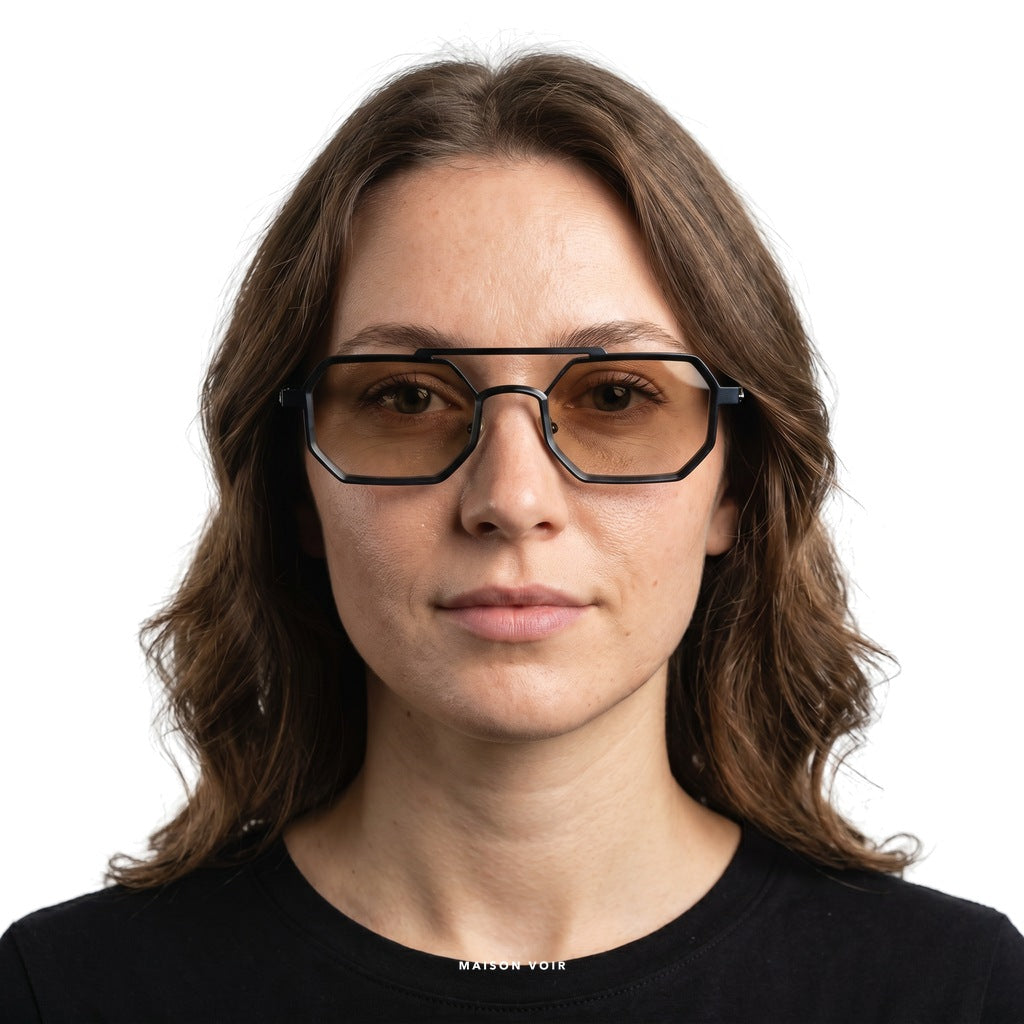 Munich - Black with Champagne Lenses - model female