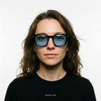New York - Black with Blue Lenses - model female