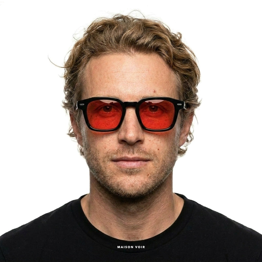 New York - Black with Red Lenses - model male