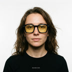 New York - Black with Yellow Lenses - model female