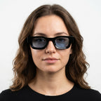Paris - Black with Blue Lenses - model female