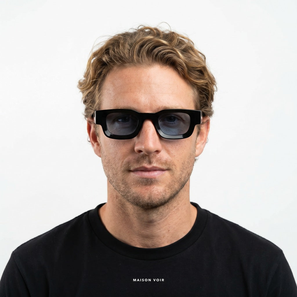 Paris - Black with Blue Lenses - model male