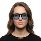 Saint-Tropez - Black with Blue Lenses - model female