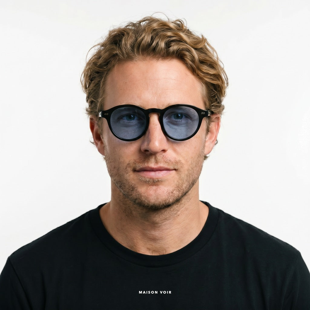 Saint-Tropez - Black with Blue Lenses - model male