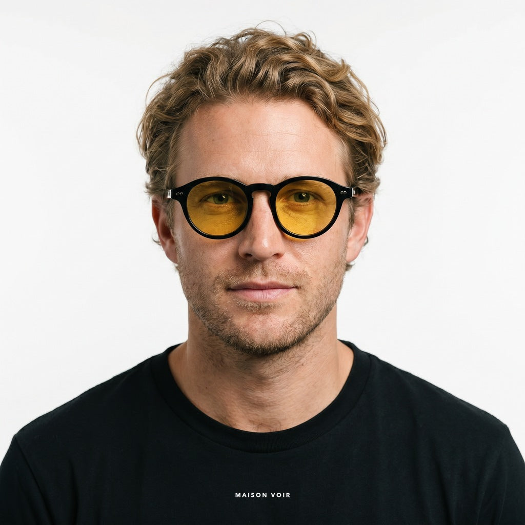 Saint-Tropez - Black with Yellow Lenses - model male