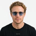 Santorini - Transparent with Blue Lenses - model male