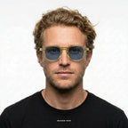 Ibiza - Transparent/Turtle with Blue Lenses - model male