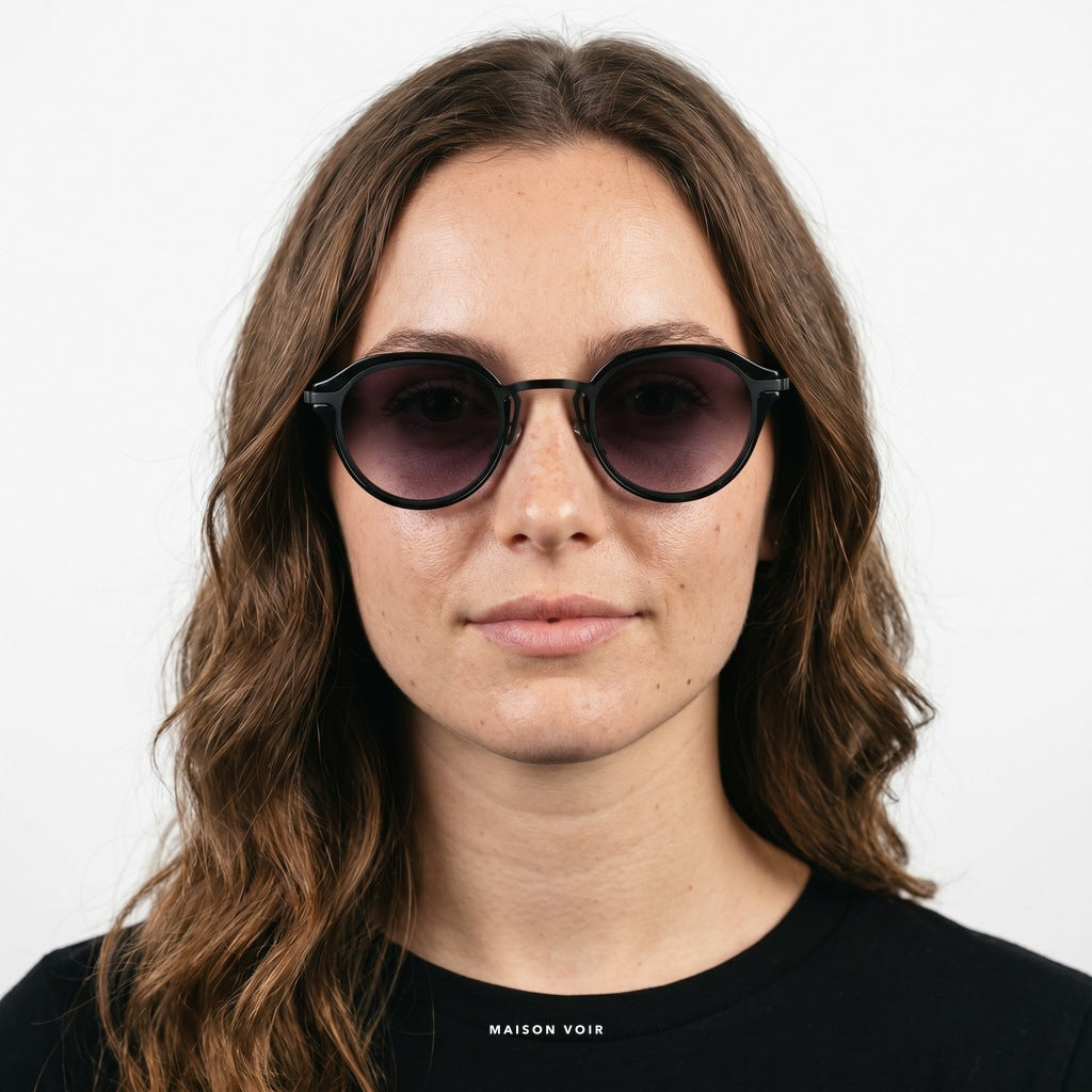 Venice - Black with Purple Lenses - model female
