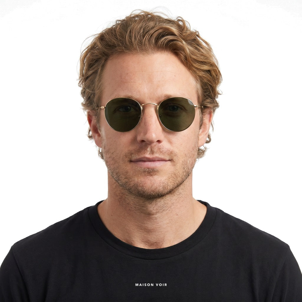 Verona - Gold with Green Lenses - model male