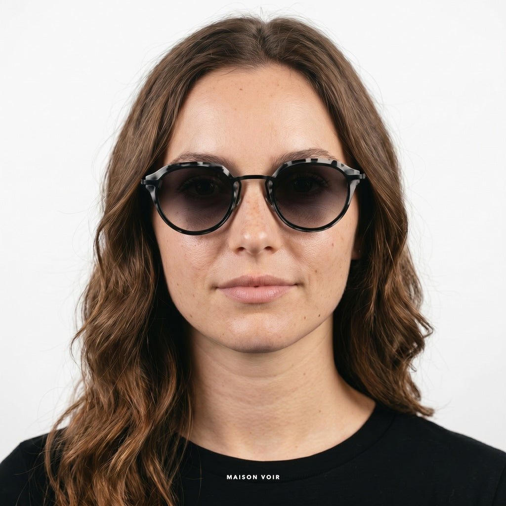 Venice - Black/White with Gradient Lenses - model female