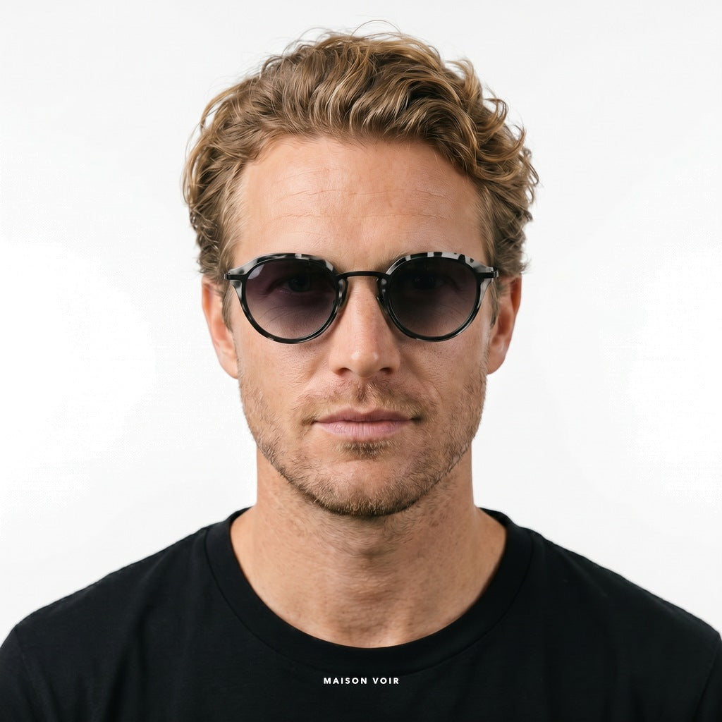 Venice - Black/White with Gradient Lenses - model male