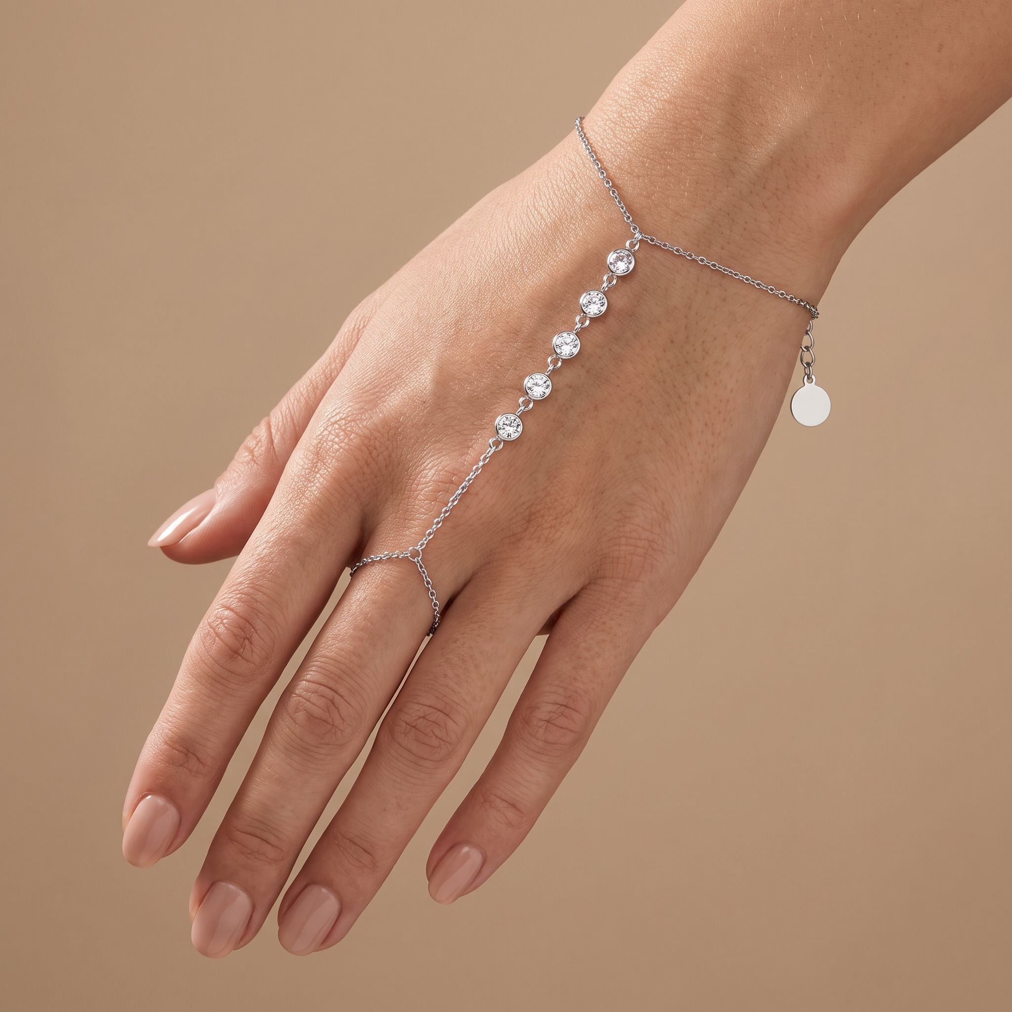Étincelle Silver Hand Chain - worn on hand