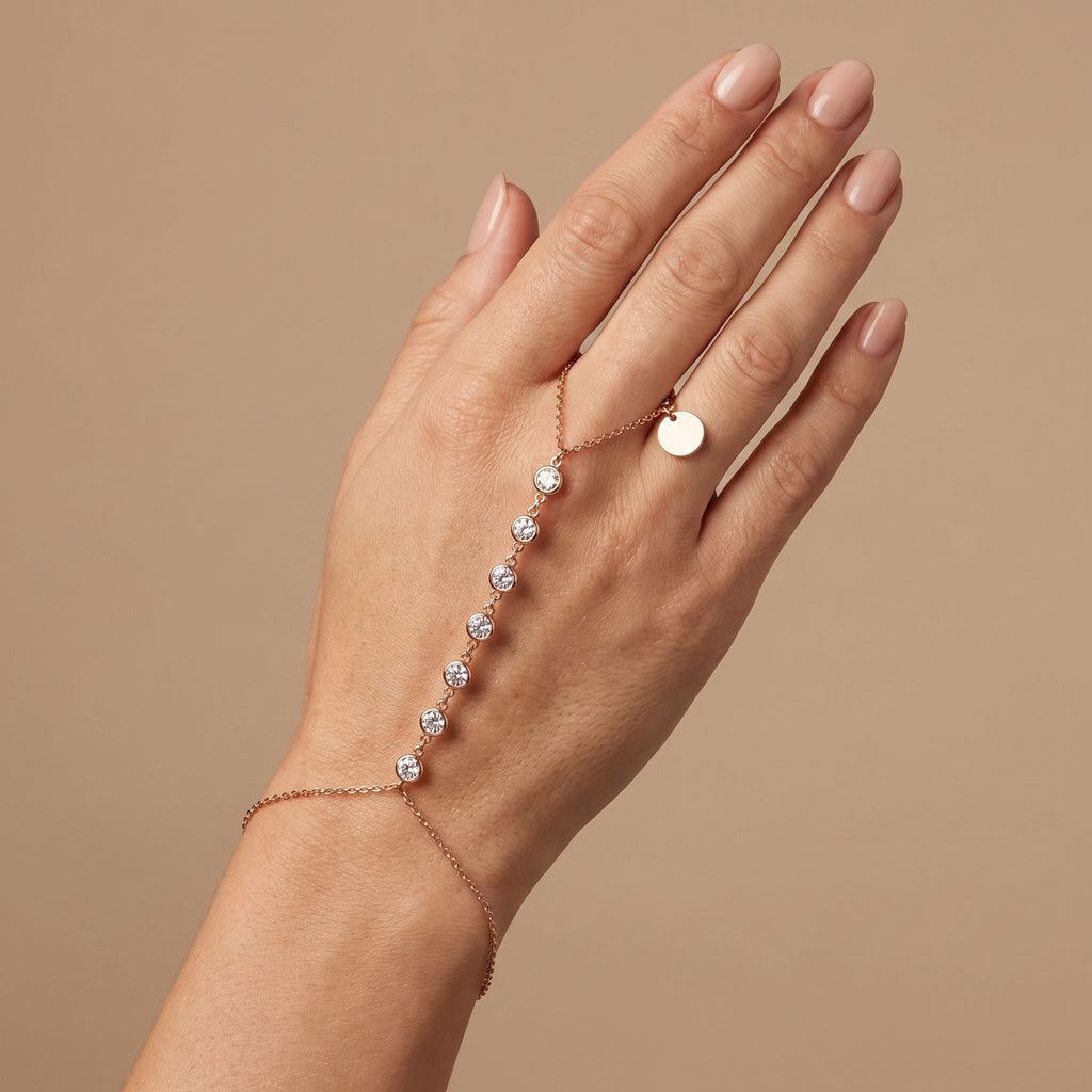 Étincelle Rose Gold Hand Chain - worn on hand