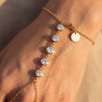 Étincelle Gold Hand Chain - detail on skin