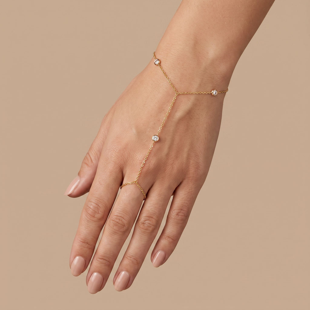 Rivière Gold Hand Chain - worn on hand