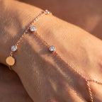 Rivière Rose Gold Hand Chain - detail on skin