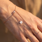 Lumière Rose Gold Hand Chain - detail on skin