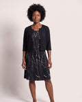 The Bandol Dress & Cardigan - [Black Polka Dot] - front