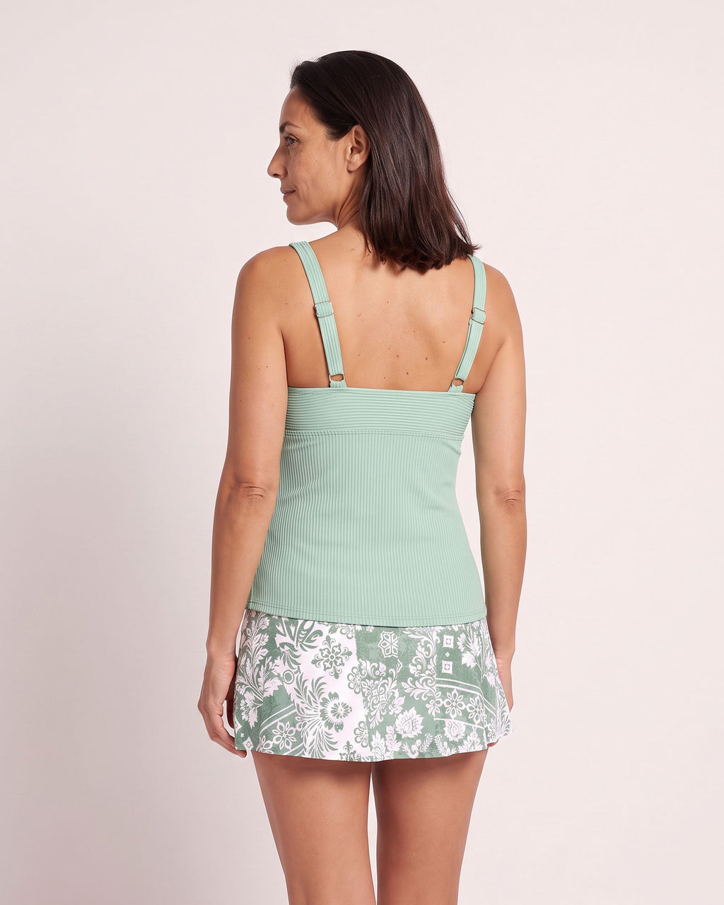 The Begur Tankini - [Green Floral] - back
