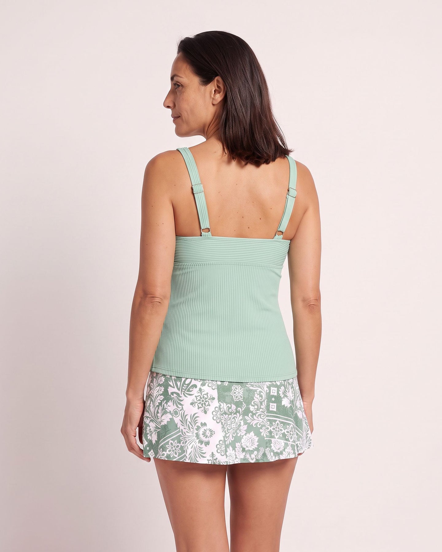 The Begur Tankini - [Green Floral] - back