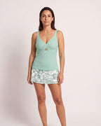 The Begur Tankini - [Green Floral] - front